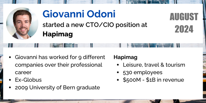 Giovanni Odoni CTO Career change in Switzerland 2024