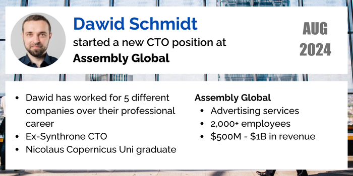 Dawid Schmidt CTO career change